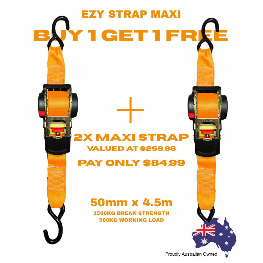 2x Pack Auto Retractable Ezy Strap Maxi - 50mm x 4.5m